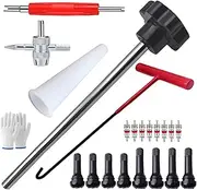 Smooth and Easy Tool Set for Tire Valve Stem Replacement and Bicycles Tire Valve Stem Core Quickly Replacement Tool Kit, 23pcs Black