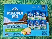 NEW Mauna Loa - Dry Roasted Macadamia - Maui Onion & Garlic - 6 Cups Per Pack