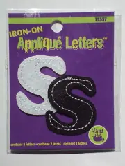 Dritz Iron-on Applique Letters (2) Letter S Black And White, NEW