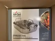 Williams Sonoma All-Clad Stainless-Steel Roasting Pan with Rack 11”x14” NIB