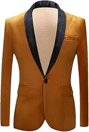 [Bciopll] Mens Velour Dress Blazers Shawl Collar One Button Tuxedo Suit Jacket Wedding Costume