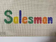 TES Salesman $alesman Hand-Painted Needlepoint Canvas