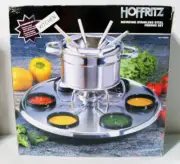 Rotating Hoffritz Deluxe 18/10 Stainless Steel Fondue Set w/6 Forks #402067 NEW