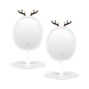 SOGA 2X White Antler LED Light Makeup Mirror Tabletop Vanity Home Decor
