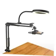 Overhead Camera Mount with Ring Light, Flexible Articulating Phone Arm Black