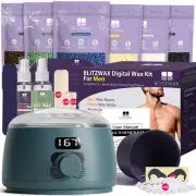 Back and Nose Waxing Kit for Men, Hard Wax Warmer for Brazilian, Body and Fac...