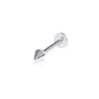 14K Solid White Gold Spike Lip Stud Ring 16g - Cone Labret Monroe Chin Tragus