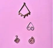 Silver Heart Shaped, Spiral Drops, Gold Triangular Chandelier 16 Pks Junk Drawer