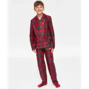 Holiday Lane Big Kids Brinkley Plaid Notch Collar Pajama Set Size L(10-12) 5847