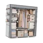 Portable Closet Wardrobe for Hanging Clothes 57.3 Inch Large Capacity Printing
