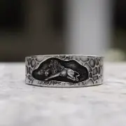 Handmade 925 Sterling Silver Lion Wedding Band | Unique Promise Ring