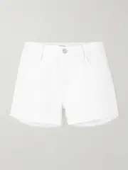 [FRAME] FRAME - Le Grand Garcon Frayed Denim Shorts - White - 30 30 White