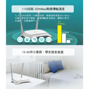 TP-LINK TL-WR840N WiFi 無線路由器 分享器 300M 支援IPv4 IPv6