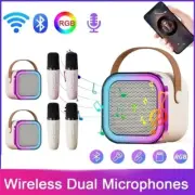 Kids Portable Mini Karaoke Machine Bluetooth Speaker with 2 Wireless Microphone