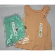 Jumping Beans Girls’ Size 4T Shorts and Tank Top NWT Peach and Green