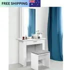 White Dressing Table Mirror Sliding Stool Mirrors Makeup Table Chairs Set White