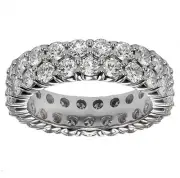 3.40 CT TW 2 Row Round Cut Diamond Eternity Wedding Band Platinum NEW
