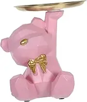 Zerodeko Geometric Bear Key Holder Tray Cute Bear Shaped Desktop Organizer for Entryway Table Multi Purpose Storage for Candies Items Adorable Abstract Art Figurine for Home Office Decor