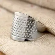 3Pcs Silver Adjustable Size Ring Thimbles Sewing Handmade Leather Craft Tool