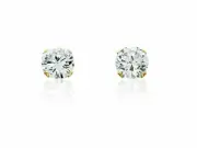 14K Solid Yellow Gold Round Cubic Zirconia Stud Earrings 3mm