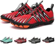 [LIUNJZXNS] Men's Barekick Water Shoes,Women's Barefoot Shoes Hike Footwear,Unisex Quick Dry Minimalist Trail Running Shoes, Red, Women 8/Men 6.5