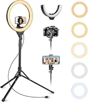 [Aureday] 14'' Selfie Ring Light with 62'' Tripod Stand and Phone Holder, Dimmable LED Phone Ringlight for Makeup/Video Recording/Photography, Circle Lighting for All Cell Phones&Lightweight Cameras