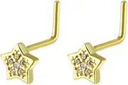 [Niaspi] 2Pcs Surgical Steel CZ Star Nose Rings for Women Hypoallergenic 20G L-Shaped Nose Studs Ring Cute Cartilage Earrings Nostril Piercing Jewelry