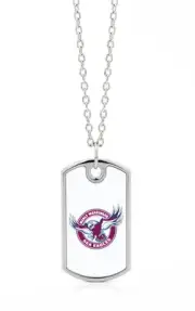 MANLY SEA EAGLES NRL COLOUR DOG TAG CHAIN MENS NECKLACE JEWELLERY ACCESSORIES