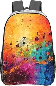 [DRTGEDS] Colorful Music Notes Clear Backpack,High Capacity Clear Bag For Travel,Work,Festival, Concerts Women Men Unisex