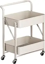 ＫＬＫＣＭＳ Rolling Cart with Wheels Kitchen Storage Rack Folding Metal Organization Multipurpose Organizer Trolley for Bathroom Kitchen, White