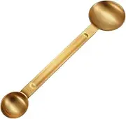 Fonowx Double Sided Measuring Spoon, Long Handled Teaspoon, Stainless Steel Tablespoon, Coffee Measuring Spoon, Gold