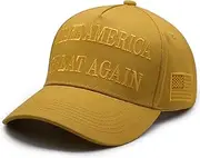 [BSJSIA] Trump 2024 45-47 MAGA Hat, Donald Trump Make America Great Again Slogan with USA Flag, Adjustable Baseball Cap Yellow