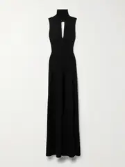 [Victoria Beckham] Victoria Beckham - Cutout Stretch-knit Turtleneck Gown - Black - x small x small Black