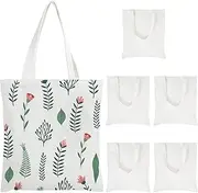 [RVEFOT] 6 Pcs Reusable Sublimation Tote Bag, Machine Washable Sublimation Blank Tote Bag with Handles for DIY Customization Crafting and Decorating(Natural color-6 installations-Large size 35X40cm)