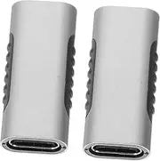 2pcs High Speed Transmission Head Extender Adapter Extension Coupler Cable Converter Compatible Converters Fast for Computer Female Laptops Computers Aluminum Alloy Silver