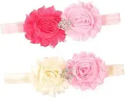 [Abaodam] 1pair Adorable Girl Flower Headbands High Elasticity Hair Accessories and Non-fading for Newborns and Toddlers