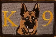 K9 DOG Patch W/ Hook & Loop Fastener Tactical Military Gray #1