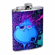 Trippy Blue Dude Em1 Flask 8oz Stainless Steel Hip Drinking Whiskey