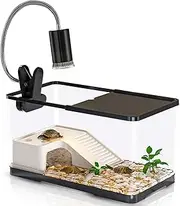 (Tank+Light+Filter Balls) Turtle Tank Kit, Turtle Tank Starter Kit with Basking Platform and UV Light, Bottom Drainage, Multi-Function Areas for Amphibian,Reptiles.（15.3" x 8.5" x 8.5" Inch）