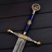 Hand Forged Viking Sword Damascus Steel Medieval Sword Battle Ready With Sheath