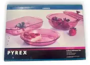 NEW VINTAGE Pyrex Cranberry 6016408 Bake-And-Serve 4-Piece Bakeware Set 1992