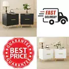 Black,White-Nightstand for Bedroom,Modern 2 Drawer Nightstand Bedside Table
