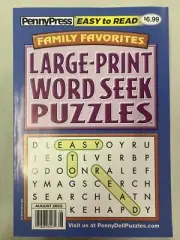 Penny Press Large Print Family Favorites Word Seek Puzzles Book August 2023