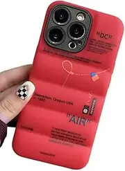 IAIYOXI Puffer Case with Sports Shoes Brand Design for iPhone 16 Pro Max,Sneakers Ins White or Black Label Soft Cover-Blue Puffy Cover for iPhone 16 15 14 13 12 11 Pro Max Plus X XS XR 7 8 (Red)