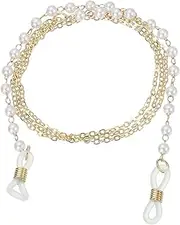 [sourcing map] Beaded Glasses Chain, Eyeglass Chain Eyewear Retainer Eyeglasses Strap Holder Around Neck Sunglasses Chains for Women Girls, White Pearl, White, cm