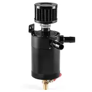 Universal Baffled Oil Catch Can with Breather Filter and Drain 2-port Black