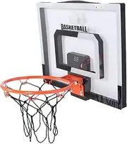 Kids Foldable Basketball Hoop with Transparent Backboard, Wall Mounted Indoor Scoring Stand, for Home School Club