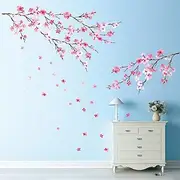 DECOWALL DS12-2003P1903 Watercolor Cherry Blossoms Kids Wall Stickers Wall Decals Peel and Stick Removable Wall Stickers for Kids Nursery Bedroom Living Room d?cor