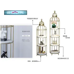 (op小舖)北歐鐵藝花架簡約客廳室內家飾架花架鳥籠置物架鳥籠造型展示架電話架實木花架