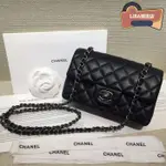 LISA二手 CHANEL 香奈兒 COCO 20CM 黑色荔紋紋 復古銀鏈